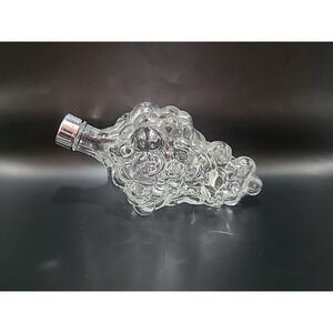 Vintage Clear Glass Bunch Grape Shaped Bottle Silver Tone Cap Made In France P9